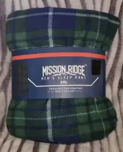Mens 2XL Fleece Lounge Sleep Pajama PJS Pants Blue Green Plaid Mission Ridge