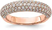 [JewelryWeb] 925 Sterling Silver Polished Prong set Pink Plated With CZ Simulated Diamond Ring Size 7 5.25mm Wide Band Style-Ring for Women