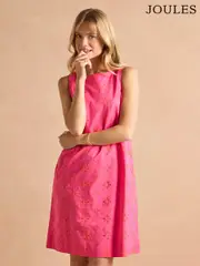 Joules Delphine Pink Shift Dress With Linen (E27953) | $159