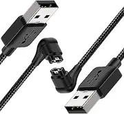 tunghey 2Pack Right Angle Charger Cable for Smart Watch 1M Nylon Braided USB A Charging Cable for Fenix 7 7X Sapphire Solar 6 for Forerunner 245 55 for Instinct 2 for Vivoactive 4 3