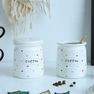 陶瓷咖啡豆密封罐愛心花紋 北歐風格糖果罐 (8.3折)