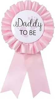 "Daddy to Be" Tinplate Badge Pin - Baby Shower Button New Dad Gifts Gender Reveals Party Baby Girl Pink Rosette Button Baby Celebration (Light Pink)