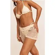Cream Mini Crochet Beach Shorts, Cream