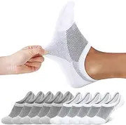 [FALARY] Trainer Socks for Men and Women, 10 Pairs, Invisible Footwear, Size 35-50, White x5+Grey x5, 39-42