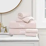 Juicy Couture Alyssa Luxurious 6 Piece Bath Towel Set - (2) Bath Towels, (2) Hand Towels, and (2) Washcloths - Pink Premium Bathroom Towel Set
