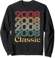 [X.Style] 15th Birthday for Men Calssic 2008 Retro 15 Year Old Bday Sweatshirt ds658 Sweater (S) Black