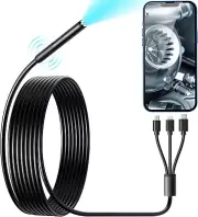 Wireless Endoscope, Wi-Fi Industrial Borescope with 6 LED Lights, 7.9Mm 3 in 1 U