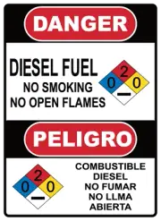 DISEL PUEL NO SMOKING NO OPEN FLAMES - ENGL/SPAN| Laminated Vinyl Decal Sticker