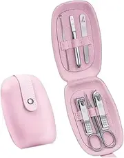 Nail Clippers Set 6-Piece Nail Clipper Set, Manicure Set for Women and Girls, Stainless Steel Nail Clippers Tools, Portable Travel Care Set with Stylish Leather Case Manicure Set (Pink)