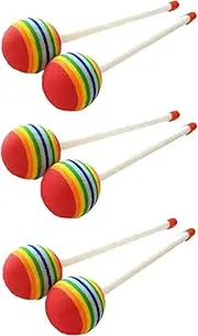 Toddler Drum Sticks - 6pcs Lollipop-shaped Drum Mallets,Soft Cool Drumsticks Marimba Mallets Glockenspiel Sticks For Music Teachers Mallets Percussion - 6pcs Lollipop Felt Drum Stick - Soft Bell Malle