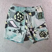 NWT Volcom Stoneys Board Shorts Swim Trunks Men Small Geometric Green Black
