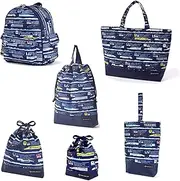 [COLORFUL CANDY STYLE] NT805200 Kindergarten Entrance School Entrance 6-Piece Set, Lesson Bag, Quilting (Gusseted), Shoe Case, Drawstring Bag, Gymnastics Clothing Bag, Lunch Bag, Cup Bag, Small Items,
