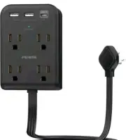 Flat Electrical Outlet Extender with USB C Ports, 4 Outlet 3 USB Wall Plug, 4 ft