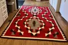 8x10 ft Southwestern Red Navajo Handmade Boho Wool Tribal Flat Weave Kilim Rug