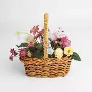 Mini Rattan Woven Basket with Handle DIY Toy for Micro Landscape