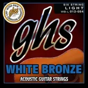 GHS Strings WB-L White Bronze Acoustic Guitar Strings, Light (12-54)