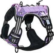 Tactical Dog Harness, for Hiking Training Military Service Dog Harness Suitable for Small, Medium & Large Dogs (Purple, M)