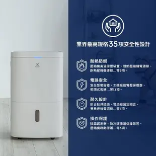 【Electrolux 伊萊克斯】10L 極適家居300清淨除濕機 除濕適用空間13坪(ED1031WC 晨曦白)