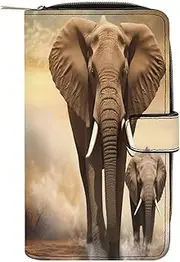 [QMNRTK] Elephant And Baby Elephant Credit Card Wallet Rfid Blocking Slim Bifold Genuine Leather Minimalist Front Pocket Wallets Keychain Wallet for Men And Women, style, 19.7x11x3.5cm, Style