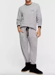 NEW PETER ALEXANDER GREY MARLE LOGO SOFT PLUSH TOP PANTS PJ SET MENS M RP$169.90