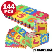 144Pcs Kids Baby Alphabet Number Interlocking EVA Foam Floor Mat Play Gift 1.8M