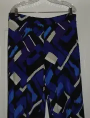 Chico's TRAVELERS COOL PRINT CROP PANT Size 3 XL 16 18 Blue Purple Capri NWT $90