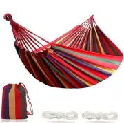 Double Swing Hammock with Tree Straps Red