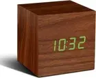 Cube Walnut Click Clock with Green LED, Brown 7,5x7,5x7,5 cm Brown
