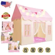 LED Light-Up Play Tent for Toddlers - Cozy 51" Playhouse with Blanket & Flags