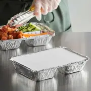 8 1/2" x 6 3/8" 3-Compartment Foil Take-Out Tray with Board Lid - 250/Case