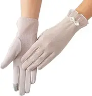 [LERTREE] Summer Women Lace Sun Block Gloves Ladies Bow Short Driving Gloves UV Protection Touch Screen Mitts
