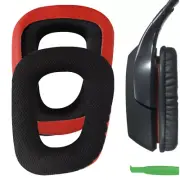 Geekria Mesh Fabric Ear Pads for Logitech G35, G430, G930 Headphones (Black Red)