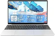 IUGNG 15.6 Inch Business Laptop 16GB DDR4 RAM | Intel N95 up to 3.4GHz | Fingerprint | FHD IPS | Windows 11 Pro | Office 2019 Included | Fan | Webcam | Mini HDMI (Silver, 16+256GB)