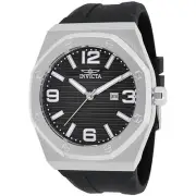 Invicta Men's Watch Huracan Silver Tone Case Black Dial Silicone Strap 45772