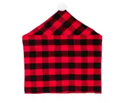 2X Merry Christmas Red and Black Plaid with Ball Chair Cover for Festive