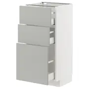 METOD / MAXIMERA base cabinet with 3 drawers, white/Havstorp light grey, 40x37x80 cm