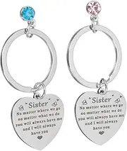 [BESTYASH] Sisters Keychains Love Keychain Set Stainless Steel Charm Pendants for Women Present