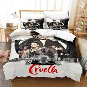 a647 Bed Sheets ed Cruella Bedding Set Pillowcase Duvet Cover Double Adult Kids Bedclothes Quilt Cover3-Piece Bedding Set (1 Duvet Cover + 2 Pillow