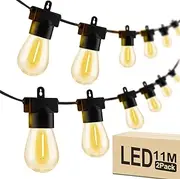 String Lights Outdoor 22M (72FT), 2Pack 11M Christmas String Lights with 20 + 2 S14 LED Bulbs, Waterproof and Shatterproof Plug-in Lights，2700K Warm White for Outdoor, Party, Garden, Yard Decoration