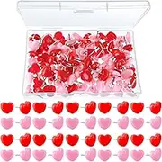 100 Pcs Heart Push Pins For Photo Board Red Pink Thumb Tacks Pin Board Pins Cute Decorative Pushpins Flat Head Thumb Tacks Notice Board Pins For Bulletin Board Posters Postcards Maps Home School