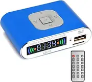 Aswalling Bluetooth 5.0 Audio Receiver, MP3 Digital Music Player, FM Radio, SD Card/USB Playback 3.5mm Audio Output(Blue)