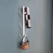 White Wall Mount Coat Rack | 8 Hook Vertical Design
