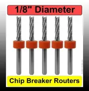 1/8" Diameter Router Bits FIVE Pieces Chip Breaker Solid Carbide 1/8" Shank R172