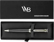Wordsworth and Black Luxury Ballpoint Pen Set - Black Lacquer 24K Gold Finish, Refillable Fine Point, Elegant Men & Women, Includes Ink Refill, Nice Pens for Work