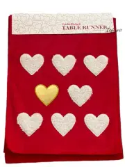 Valentine's Day red Velvet Style table runner 14” x 72" hearts holiday decor