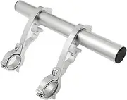 Adjustable Bracket Motorcycle Handlebar Extension Frame Double Bracket Code Watch Lamp Aluminum Alloy Crossbar Bracket Clamp (Color : Silver)