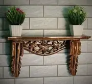 Engraved shelf wood carving Corner Wall Mounted bracket Hanging Handmade Gift