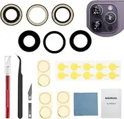 Rear Camera Lens Replacement (2-Pack) for iPhone 14 Pro/14 Pro Max with Pre-Installed and Extra Adhesive, Installation Manual, Repair Tool Kit and Heat Resistant Protective Film