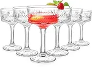 Coupe Glasses Set Of 6,Hand-blow10 Oz Vintage Cocktail Glasses,Ribbed Martini Glasses For Espresso Martini, Champagne,Cosmopolitan,Manhattan,Cocktail Party,Cocktail Glassware Set