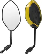 X AUTOHAUX 1 Pair Motorcycle Rear View Mirrors Universal Plastic Iron White Handlebar Mirrors Gold Tone Straight Handle with Curved Tail Type